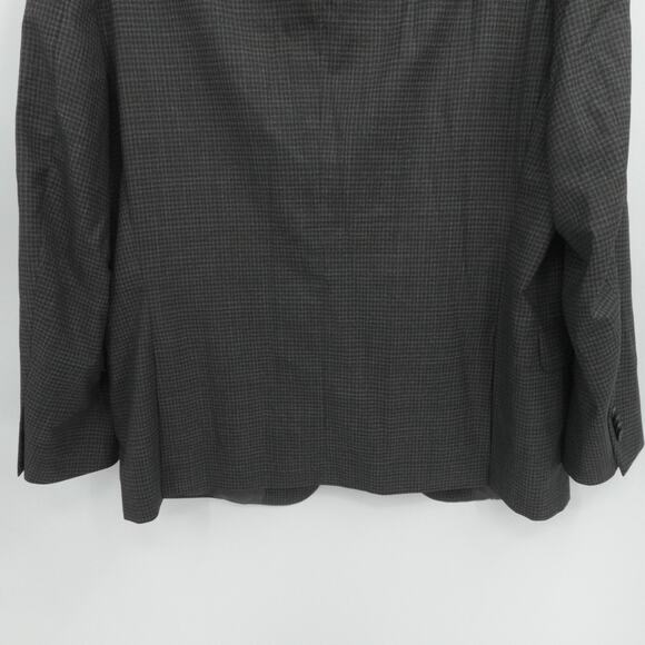 Peter Millar Jacket Mens 48R Gray Wool Gingham Plaid 2 Button Notch Double Vent - Picture 13 of 15